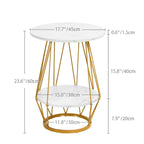 Table d'appoint ronde à 2 niveaux avec plateau en faux marbre pour salon
