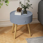 Table basse moderne avec tiroir, table de chevet, table d'appoint de canapé, pieds de table en chêne, convient pour le salon et la chambre à coucher