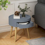Table basse moderne avec tiroir, table de chevet, table d'appoint de canapé, pieds de table en chêne, convient pour le salon et la chambre à coucher
