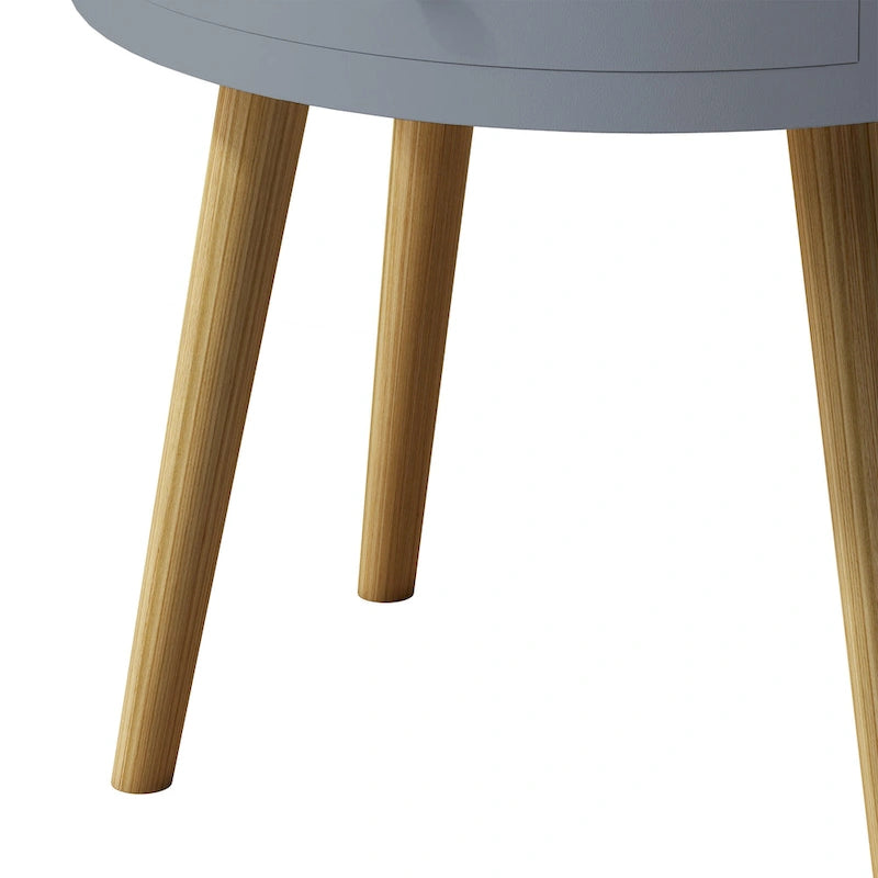 Table basse moderne avec tiroir, table de chevet, table d'appoint de canapé, pieds de table en chêne, convient pour le salon et la chambre à coucher