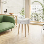 Table basse moderne avec tiroir, table de chevet, table d'appoint de canapé, pieds de table en chêne, convient pour le salon et la chambre à coucher