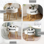 Table basse moderne avec tiroir, table de chevet, table d'appoint de canapé, pieds de table en chêne, convient pour le salon et la chambre à coucher