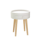Table basse moderne avec tiroir, table de chevet, table d'appoint de canapé, pieds de table en chêne, convient pour le salon et la chambre à coucher