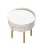 Table basse moderne avec tiroir, table de chevet, table d'appoint de canapé, pieds de table en chêne, convient pour le salon et la chambre à coucher
