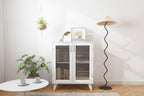 Modern Storage Cabinet with 2 Glass Doors and Adjustable Shelf