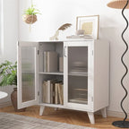 Meuble de rangement moderne avec 2 portes vitrées et une étagère réglable