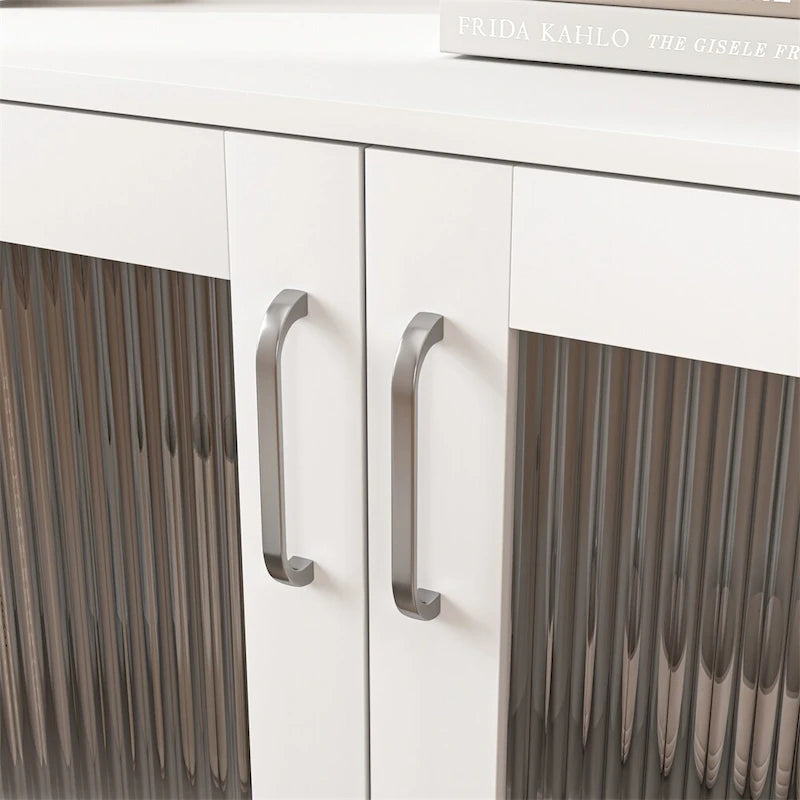 Meuble de rangement moderne avec 2 portes vitrées et une étagère réglable