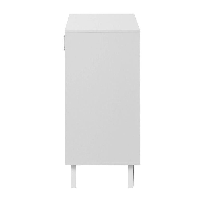 Meuble de rangement moderne avec 2 portes vitrées et une étagère réglable