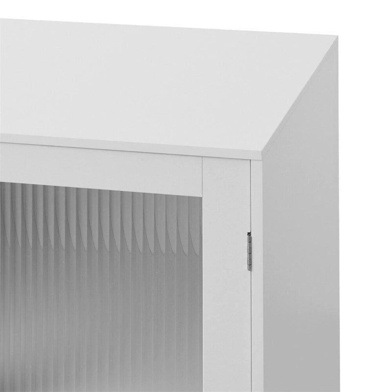 Meuble de rangement moderne avec 2 portes vitrées et une étagère réglable