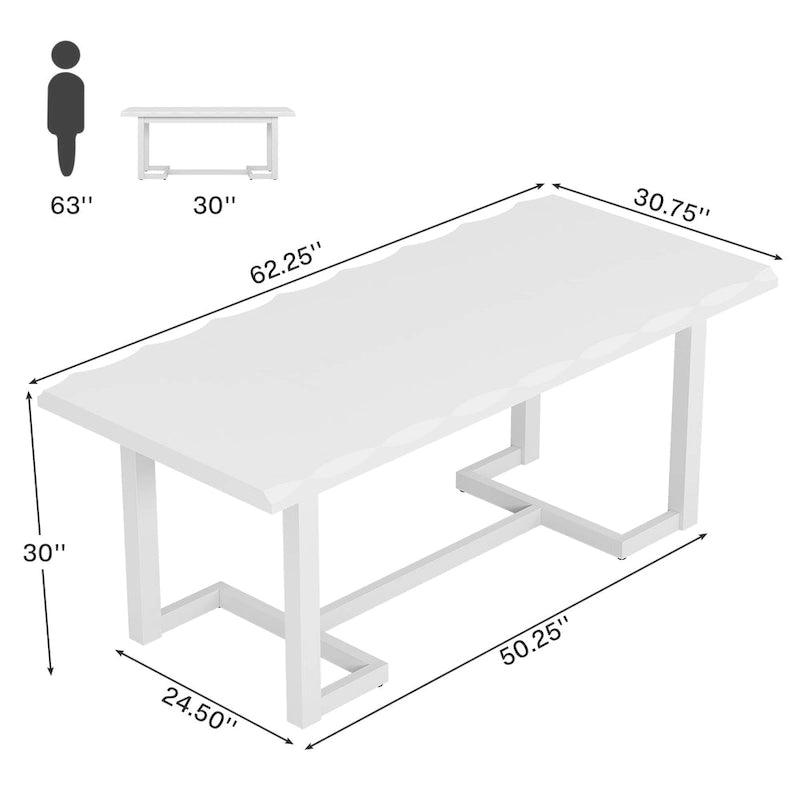 Table à manger rectangulaire de 160 cm avec pieds en bois massif et plateau épais pour 4 à 6 personnes