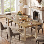 Table à manger rectangulaire de 160 cm avec pieds en bois massif et plateau épais pour 4 à 6 personnes