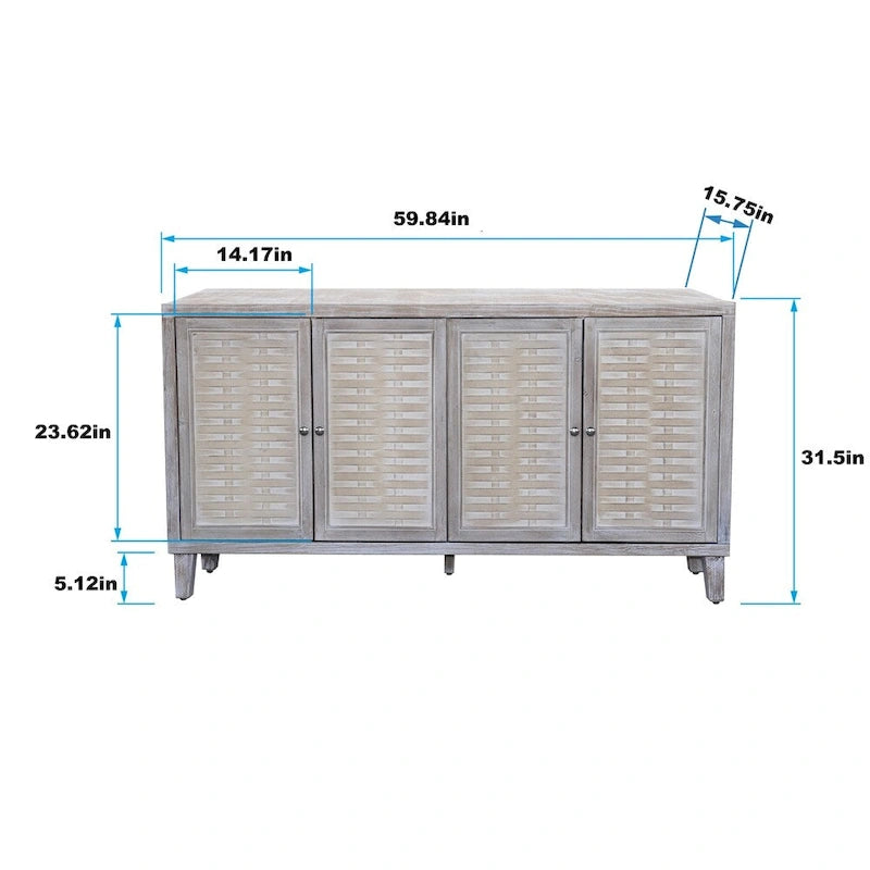 Meuble d'appoint 4 portes Meuble en bois Buffet de rangement