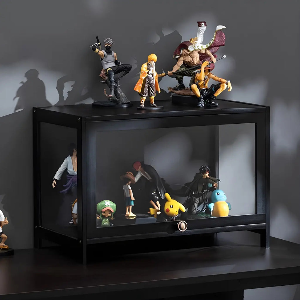 Élégante vitrine en bambou noir transparent