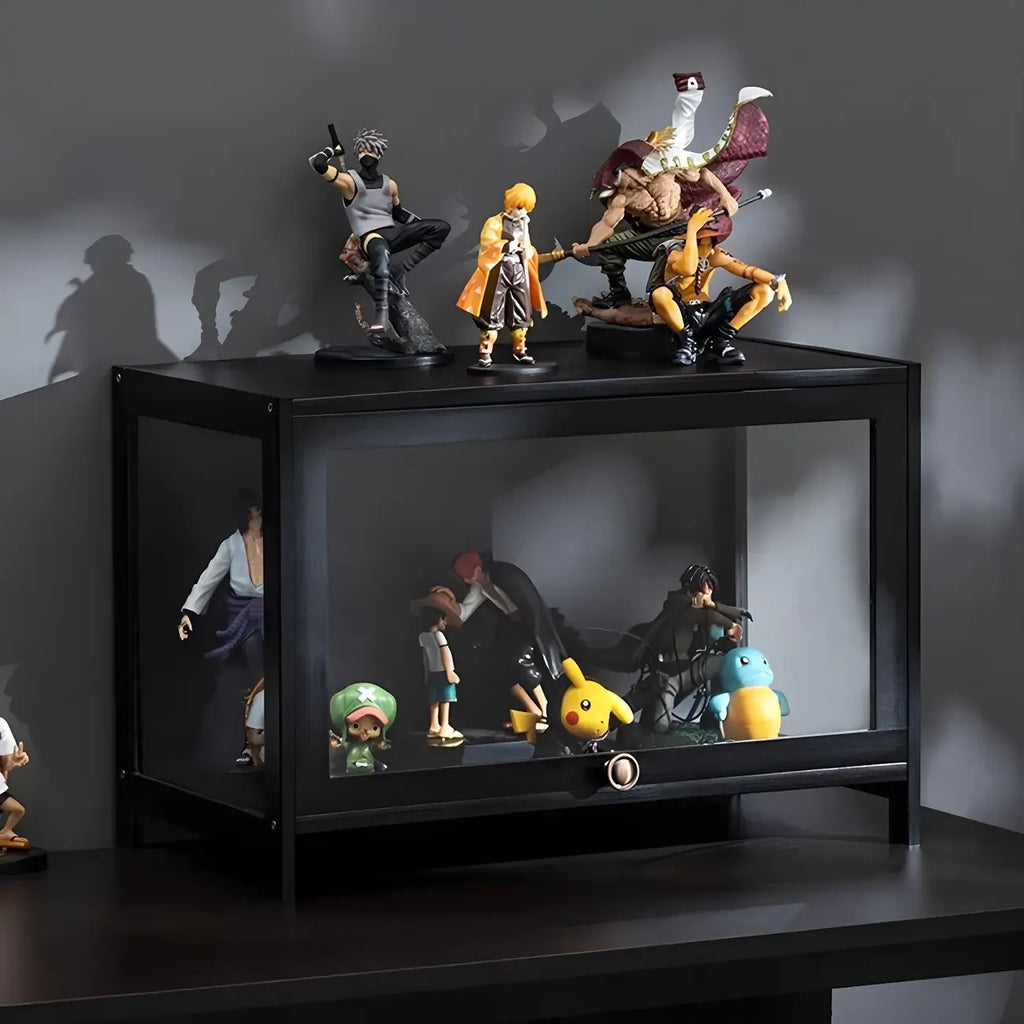 Élégante vitrine en bambou noir transparent