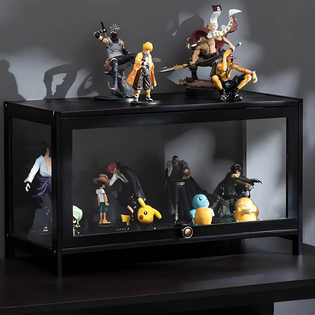 Élégante vitrine en bambou noir transparent