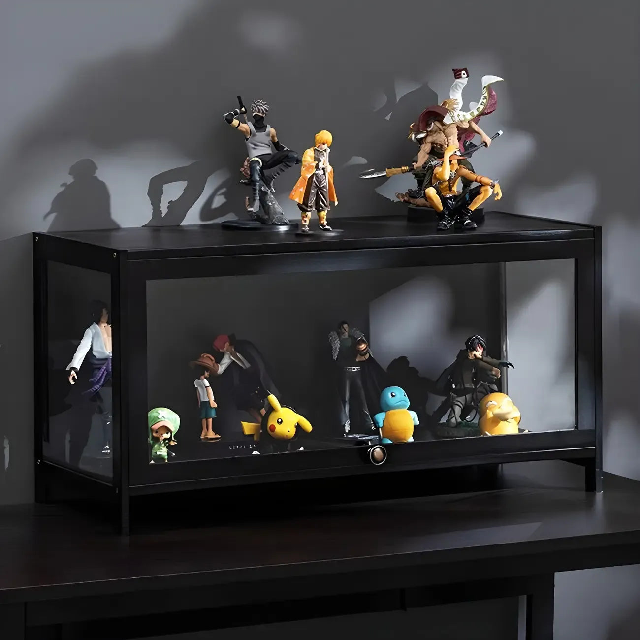 Élégante vitrine en bambou noir transparent