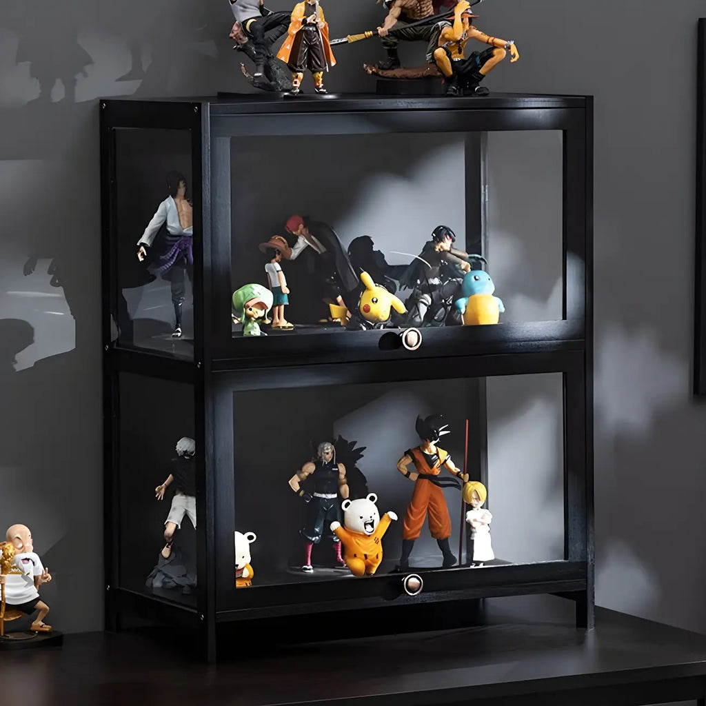 Élégante vitrine en bambou noir transparent