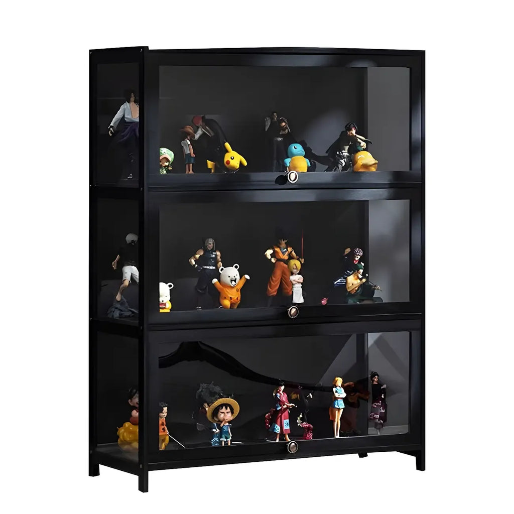 Élégante vitrine en bambou noir transparent