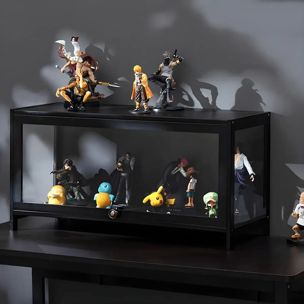 Élégante vitrine en bambou noir transparent