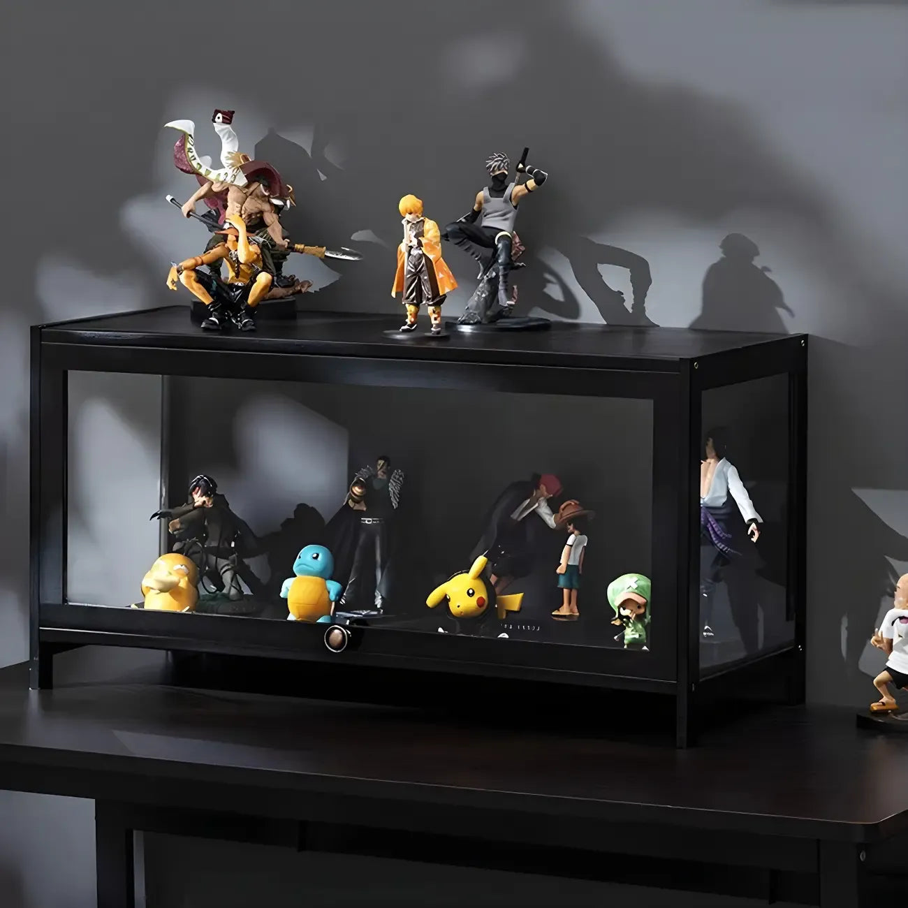 Élégante vitrine en bambou noir transparent