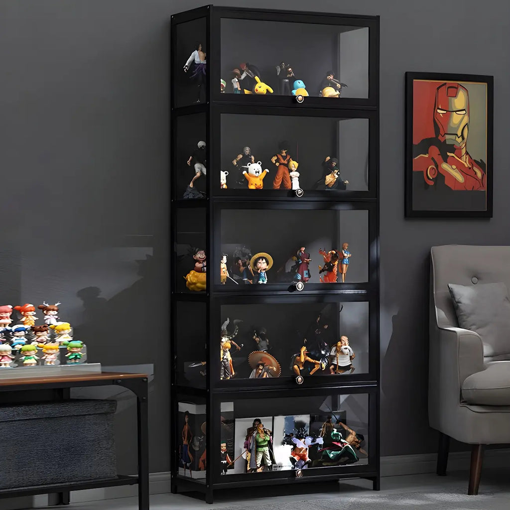 Élégante vitrine en bambou noir transparent