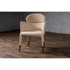 Chaise de salle à manger moderne en similicuir végétalien beige et or rose