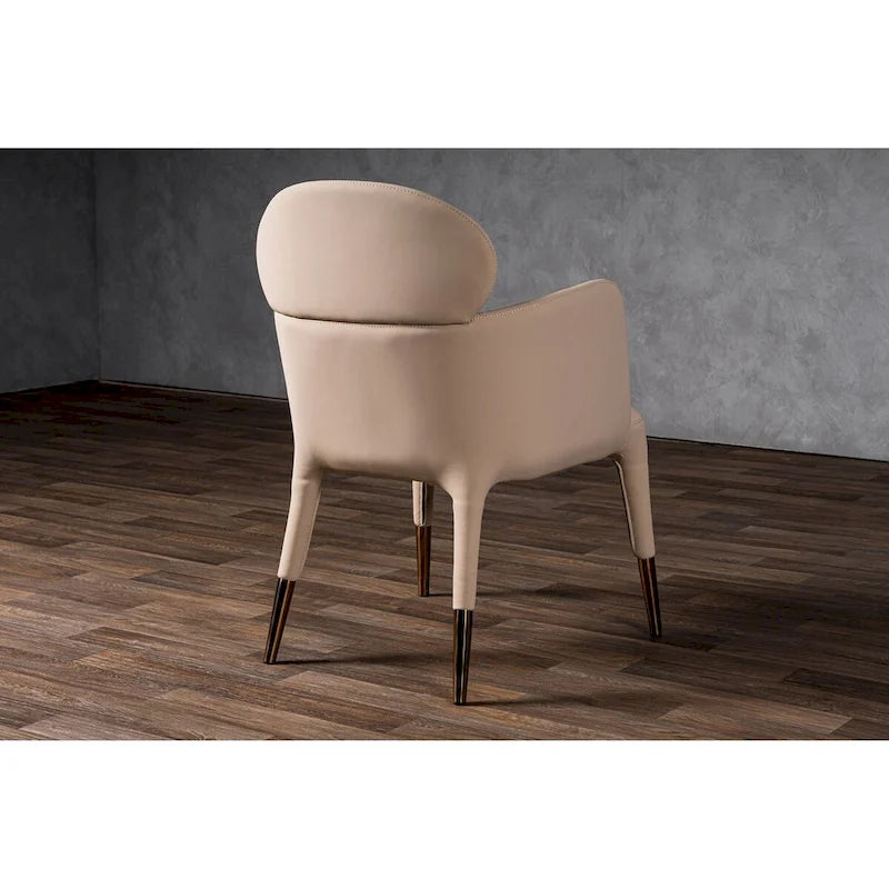 Chaise de salle à manger moderne en similicuir végétalien beige et or rose