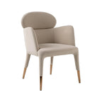 Chaise de salle à manger moderne en similicuir végétalien beige et or rose