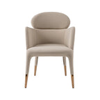 Chaise de salle à manger moderne en similicuir végétalien beige et or rose