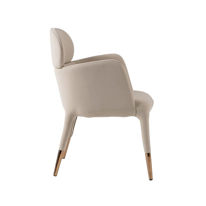 Chaise de salle à manger moderne en similicuir végétalien beige et or rose