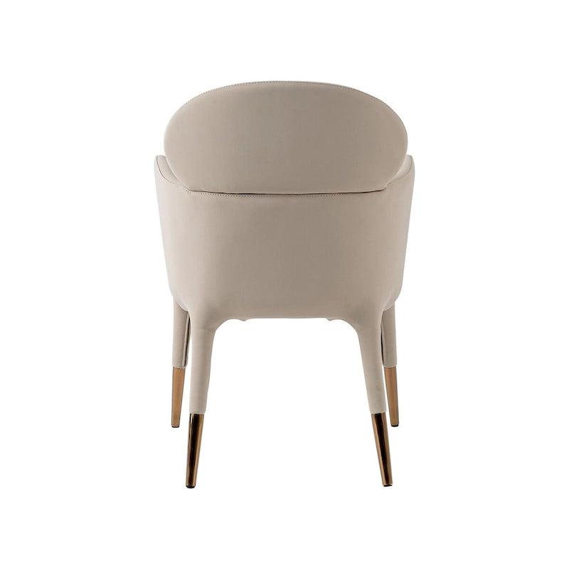 Chaise de salle à manger moderne en similicuir végétalien beige et or rose