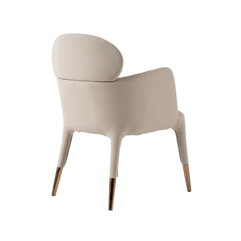 Chaise de salle à manger moderne en similicuir végétalien beige et or rose