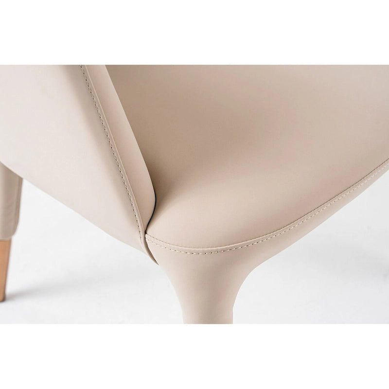 Chaise de salle à manger moderne en similicuir végétalien beige et or rose