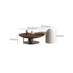 Table basse ronde en bois avec piètement en métal marron