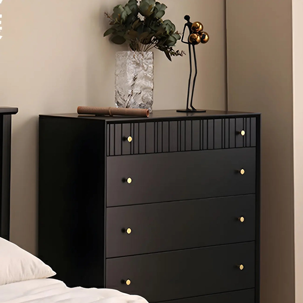 Commode classique en bois noir avec tiroirs pour chambre à coucher