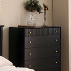 Commode classique en bois noir avec tiroirs pour chambre à coucher