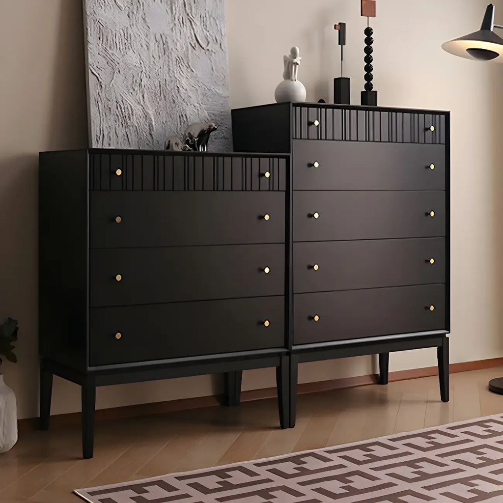 Commode classique en bois noir avec tiroirs pour chambre à coucher