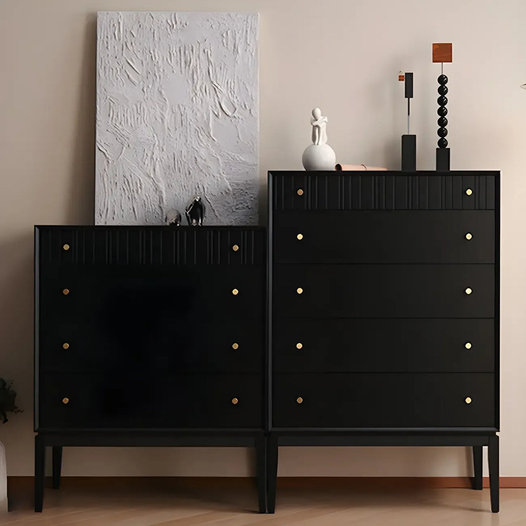 Commode classique en bois noir avec tiroirs pour chambre à coucher