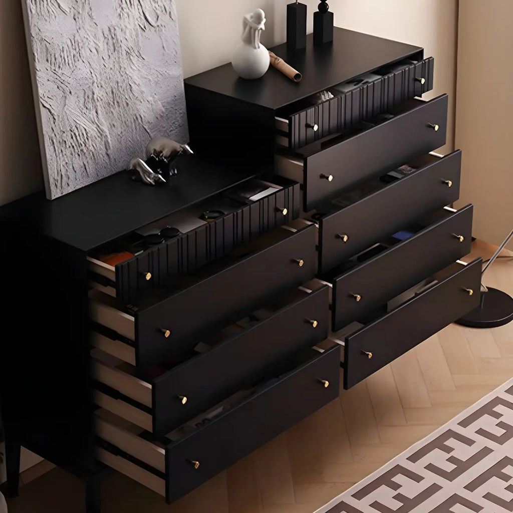 Commode classique en bois noir avec tiroirs pour chambre à coucher