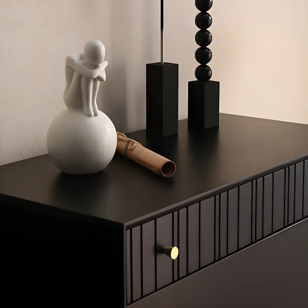 Commode classique en bois noir avec tiroirs pour chambre à coucher