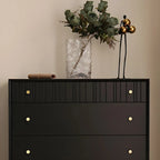 Commode classique en bois noir avec tiroirs pour chambre à coucher