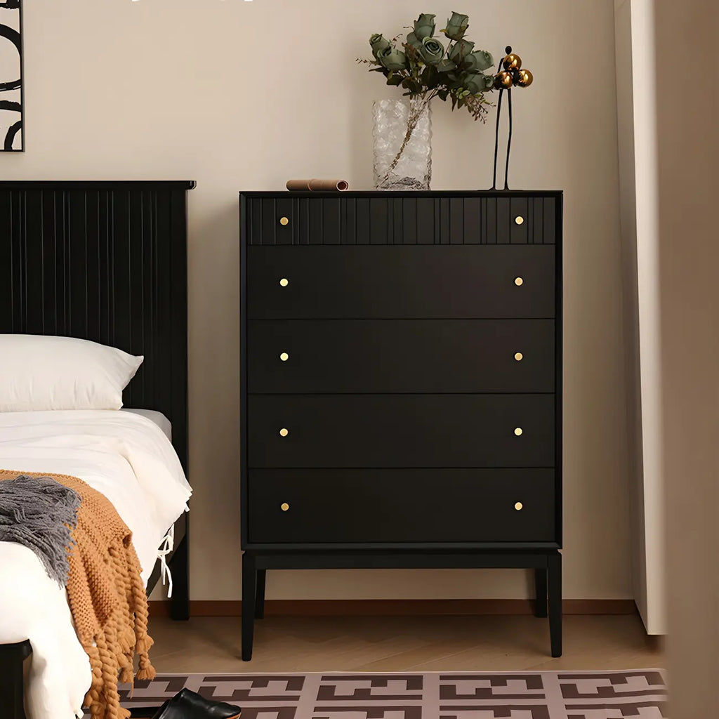 Commode classique en bois noir avec tiroirs pour chambre à coucher