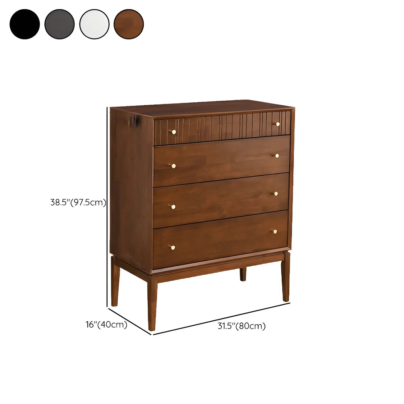 Commode classique en bois noir avec tiroirs pour chambre à coucher