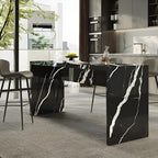 Table de bar élégante à double piétement en marbre noir