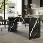 Table de bar élégante à double piétement en marbre noir