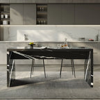Table de bar élégante à double piétement en marbre noir
