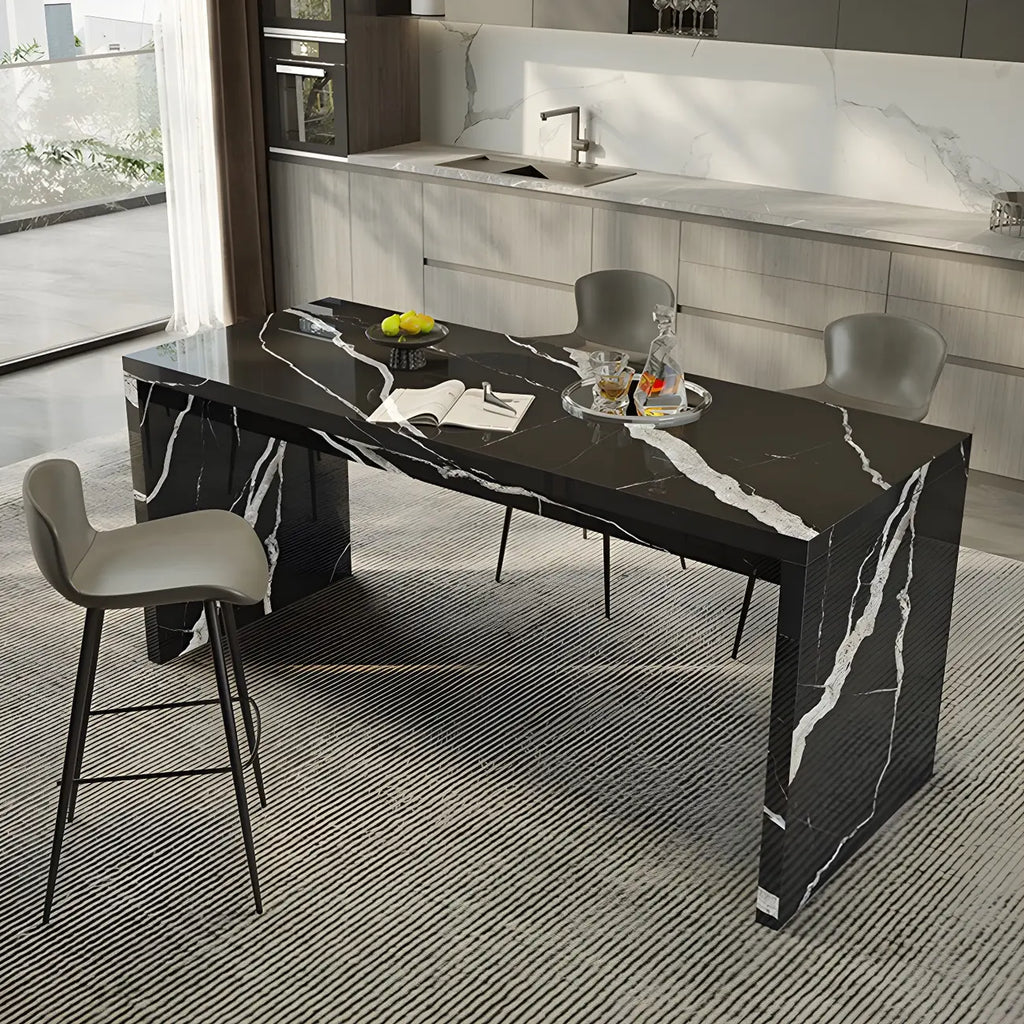 Table de bar élégante à double piétement en marbre noir