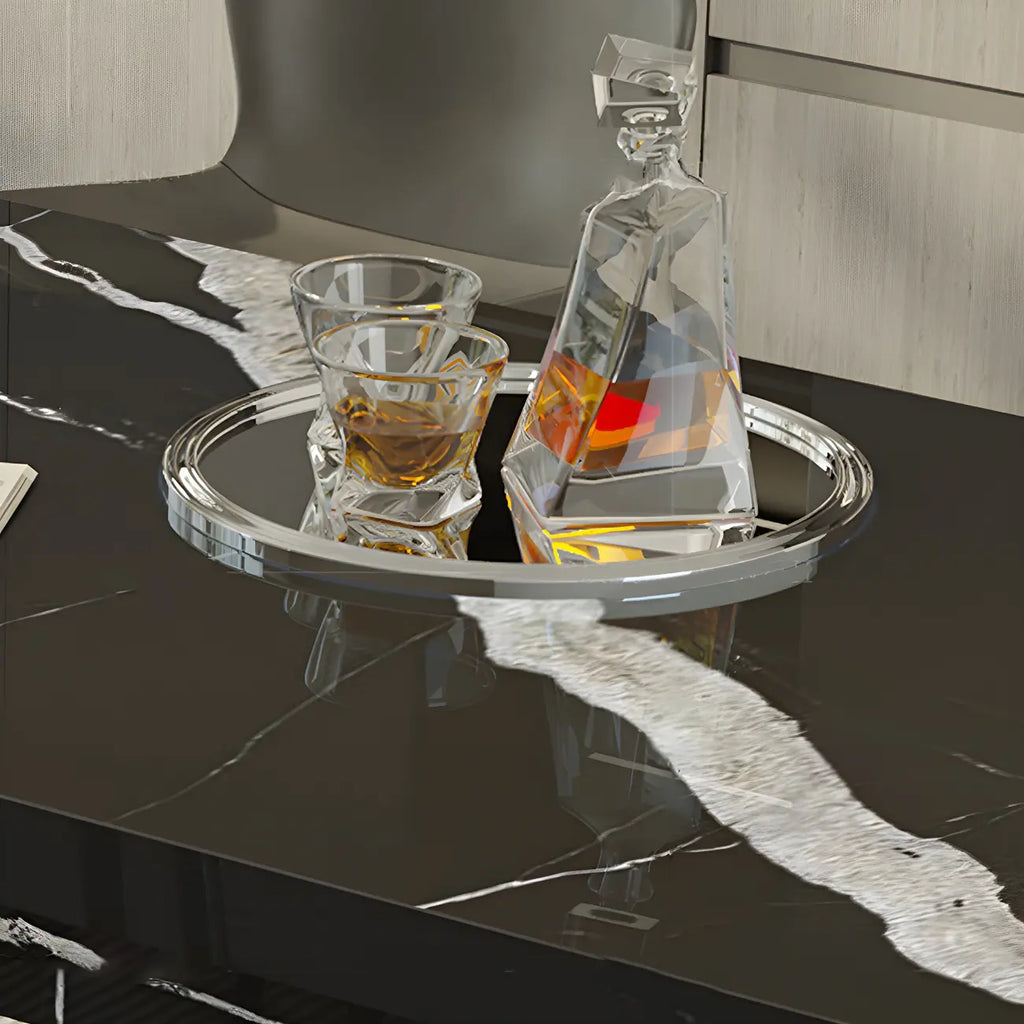 Table de bar élégante à double piétement en marbre noir