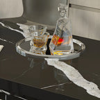 Table de bar élégante à double piétement en marbre noir