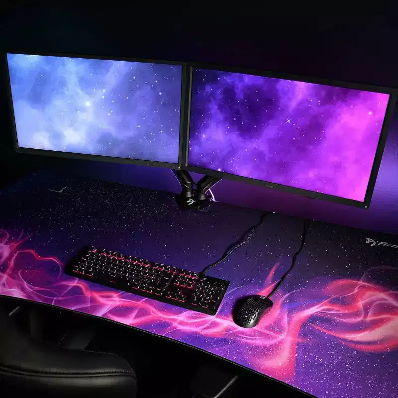 Tappetino per Mouse Lavabile da Gaming e Ufficio Curvo Ultrawide Arozzi Special Edition e 3 Fori Personalizzati per Supporti Monitor con Gestione Cavi